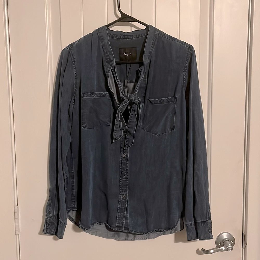 Nwt denim pussybow blouse by Rails
